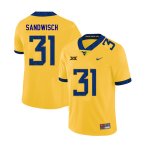 Men's West Virginia Mountaineers NCAA #31 Zach Sandwisch Yellow Authentic Nike 2019 Stitched College Football Jersey EK15Q35BA